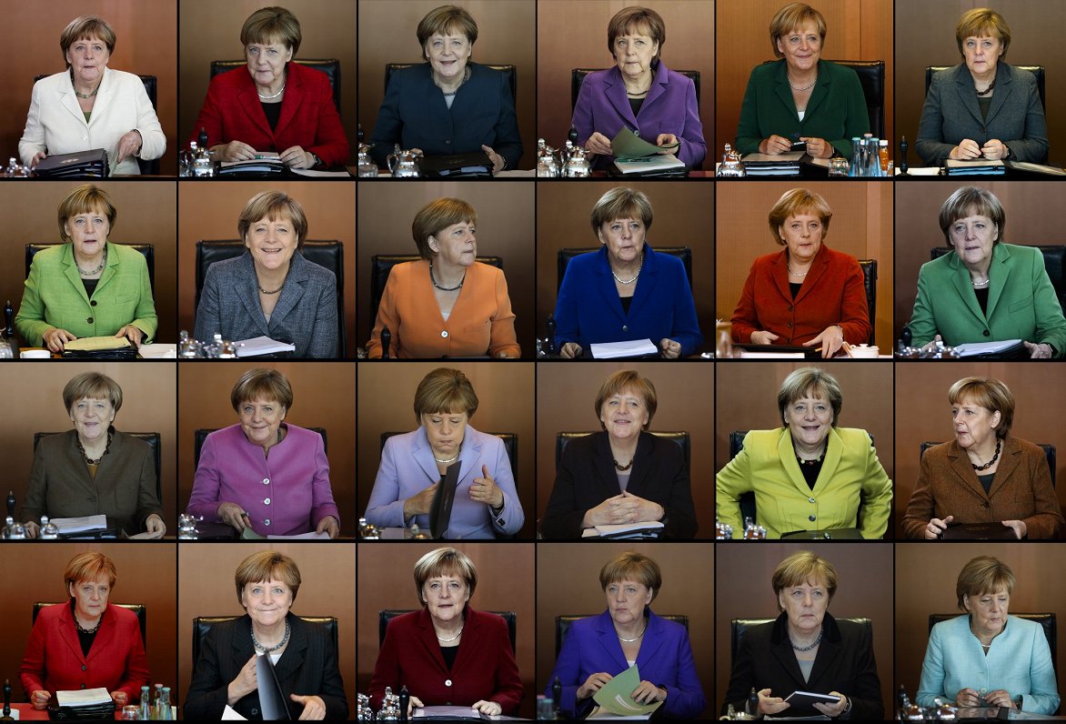 Angelas Merkeles krāsainie kostīmi
