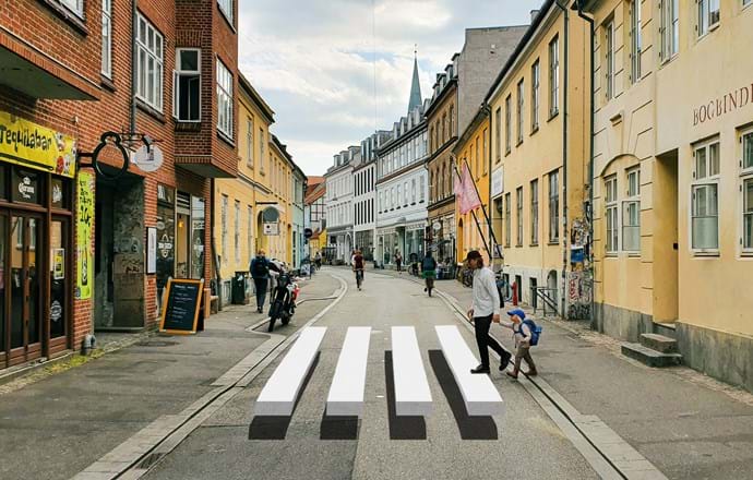Dānijas pilsētā Orhūsā plānots izveidot 3D gājēju pārejas