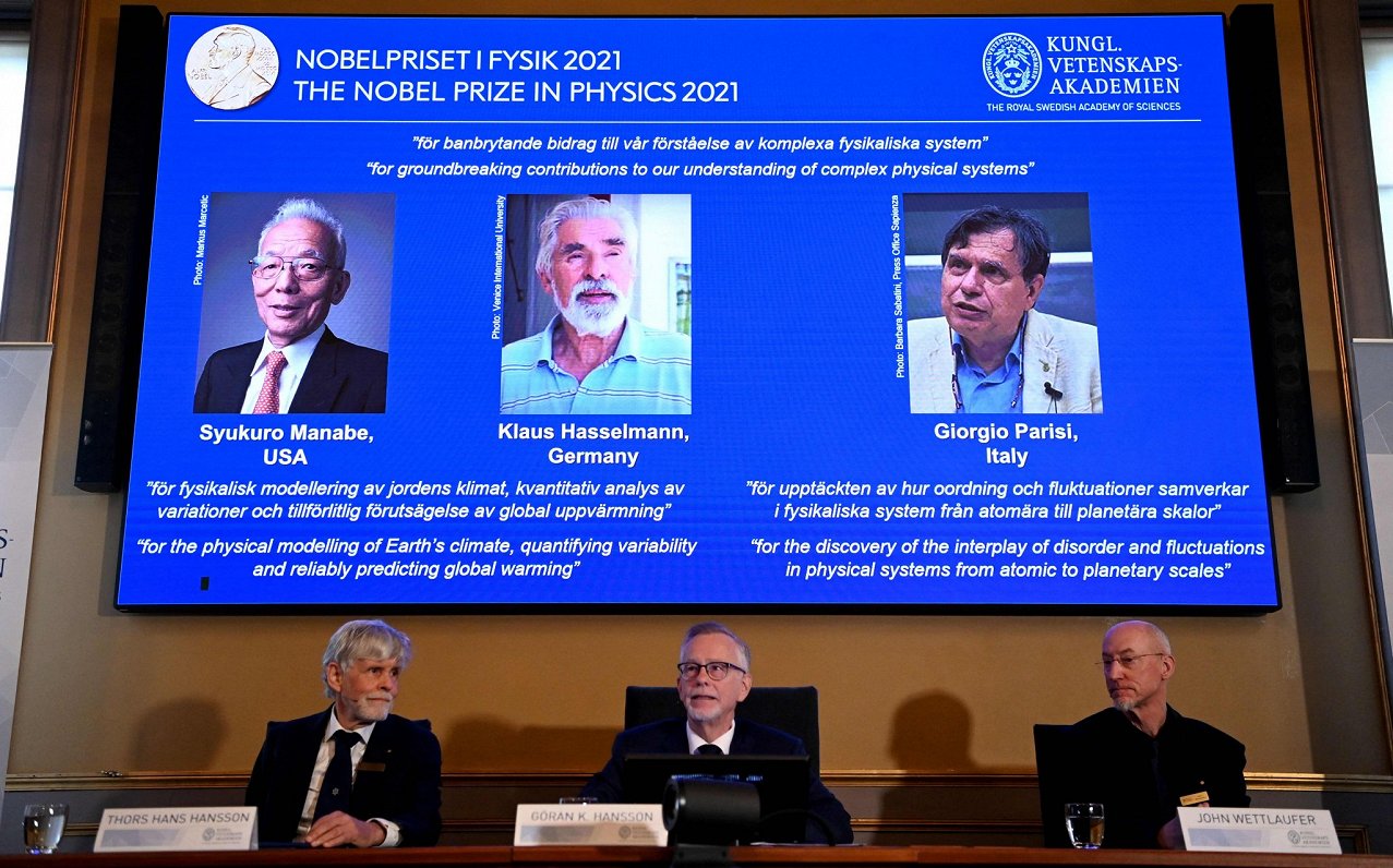 Nobela prēmija fizikā piešķirta trim zinātniekiem, kuru darbs palīdzējis labāk prognozēt klimata pār...
