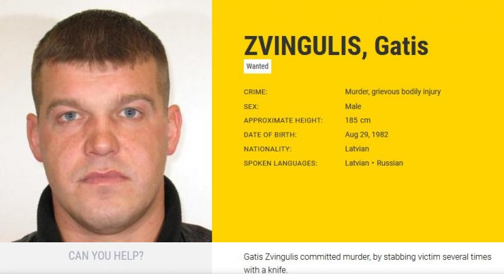 Informācija par noziedzinieka meklēšanu Eiropola interneta vietnē &quot;EU Most Wanted&quot;