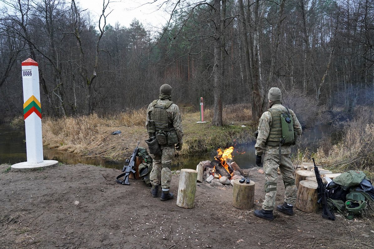 Lietuviešu karavīri pie Lietuvas-Baltkrievijas robežas