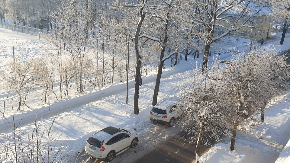 Улица Резекне в снегу