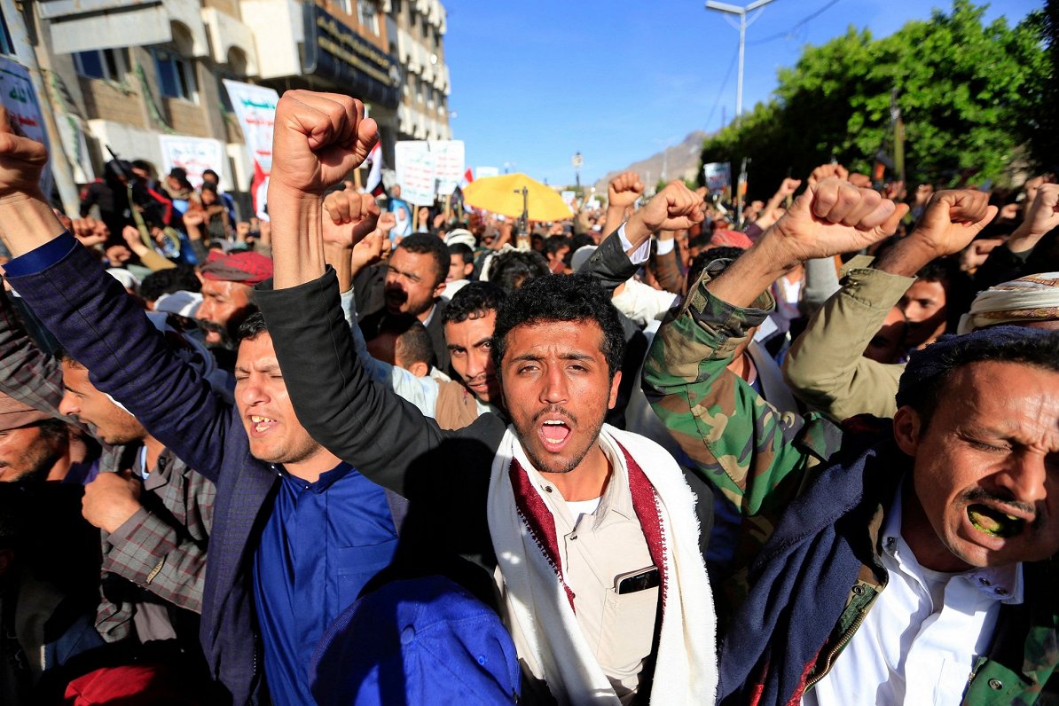 Hutiešu atbalstītāju demonstrācija Jemenā