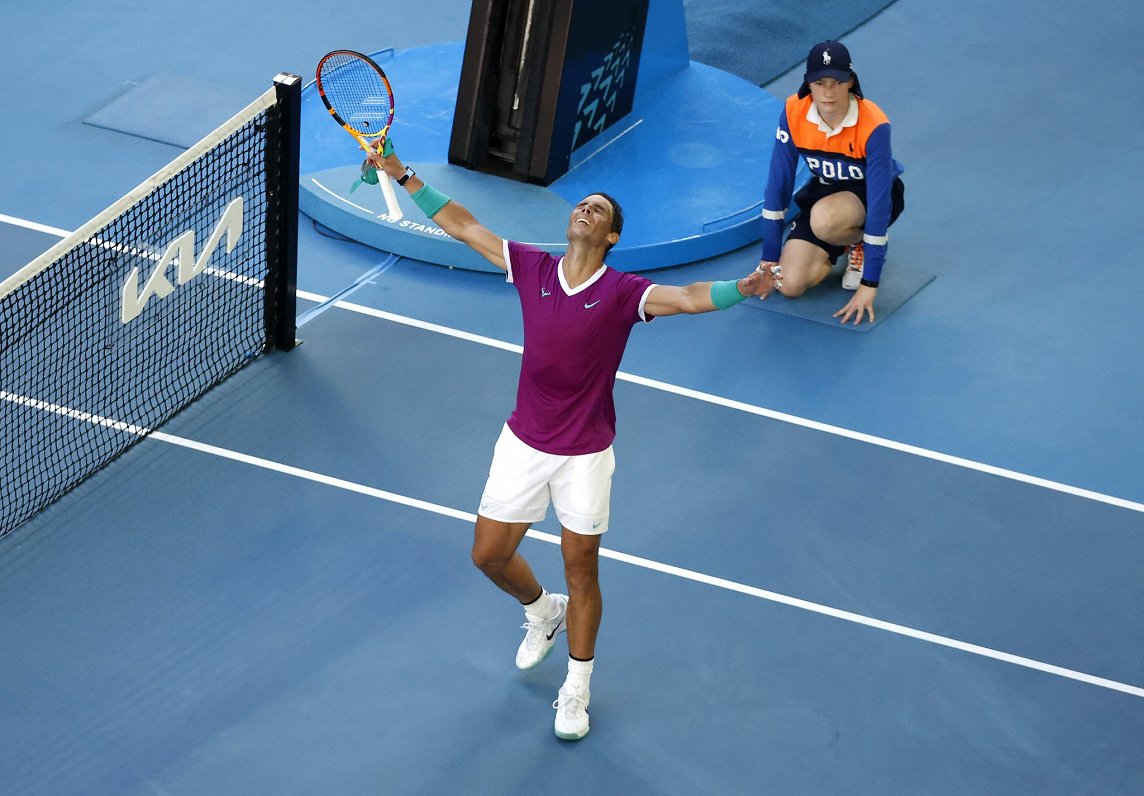 Rafaels Nadals pēc uzvaras ceturtdaļfinālā pār Denisu Šapovalovu