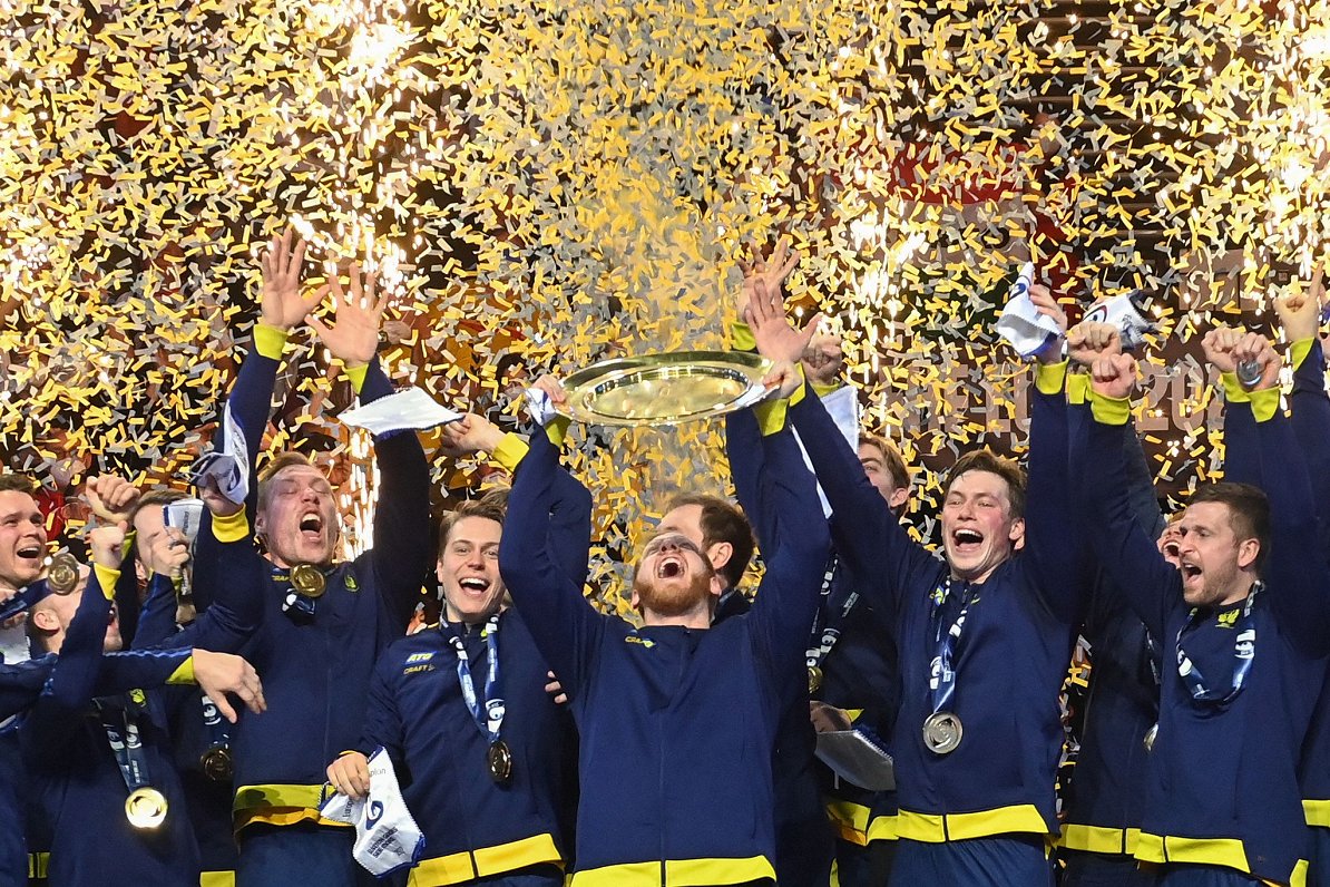 Zviedrijas handbolisti līksmo par uzvaru Eiropas čempionātā