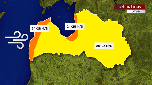 Piekrastē spēkā oranžais brīdinājums; piektdien spēcīgs vējš būs visā Latvijā