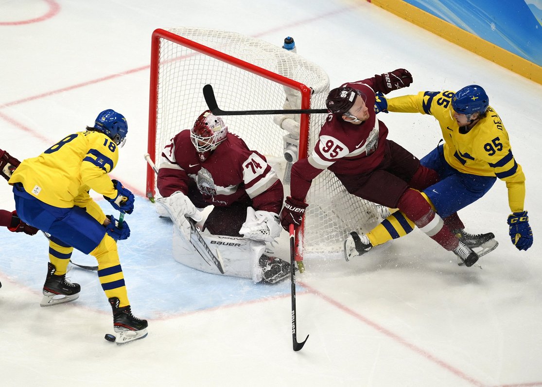 Latvija pret Zviedriju olimpiskajās spēlēs Pekinā.