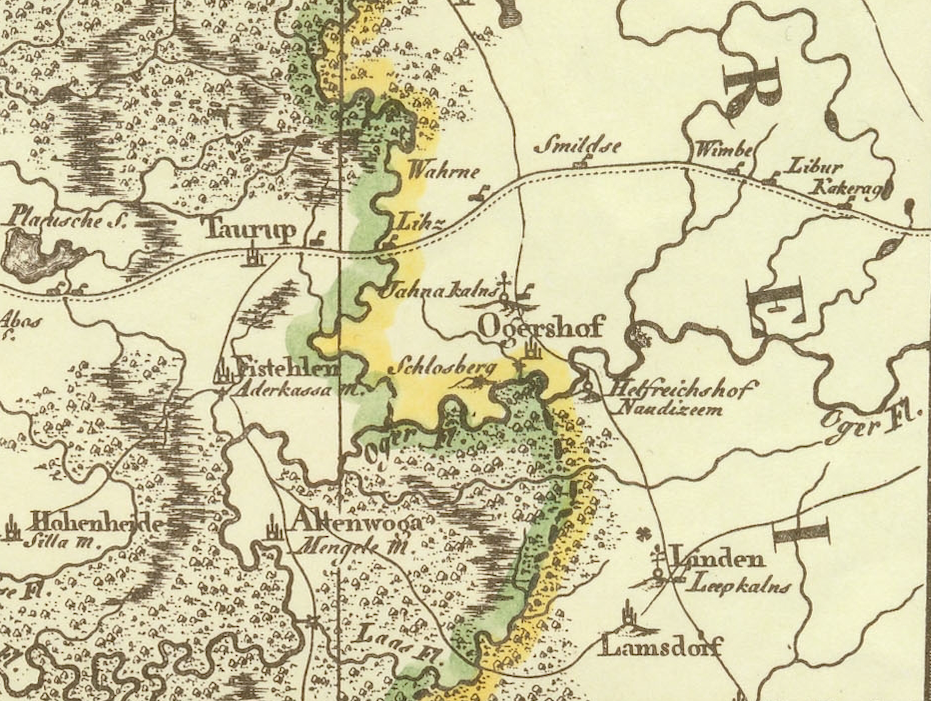 Fragments no Rīgas apriņķa kartes. 1791. gads.