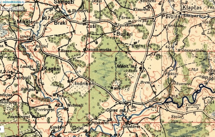 Fragments no Latvijas armijas kartēm. 1920.-1940. gads.