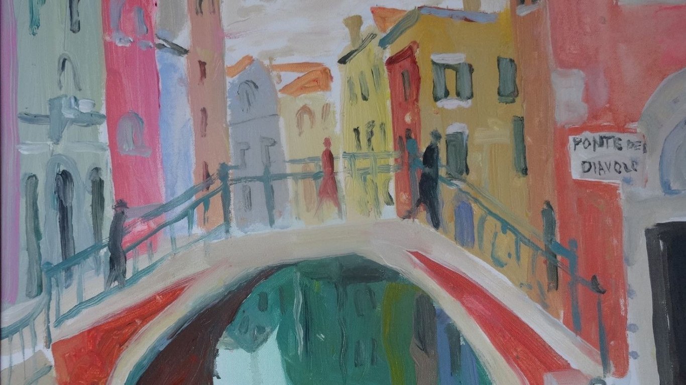 Alekseja Naumova glezna izstādē  “Rainis un sapnis par Itāliju”. Darba fragments