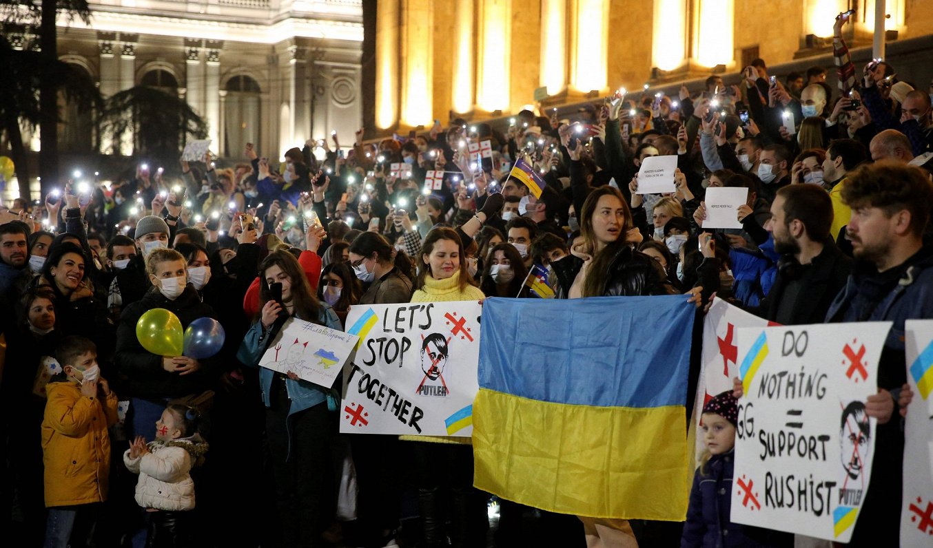 Ukrainas atbalsta akcija Tbilisi, 2022. gada 25. februārī