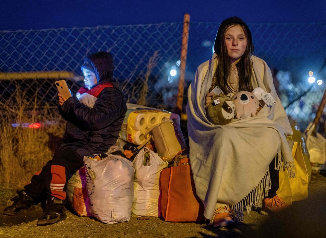 Ukraiņu bēgļi pie robežas ar Poliju