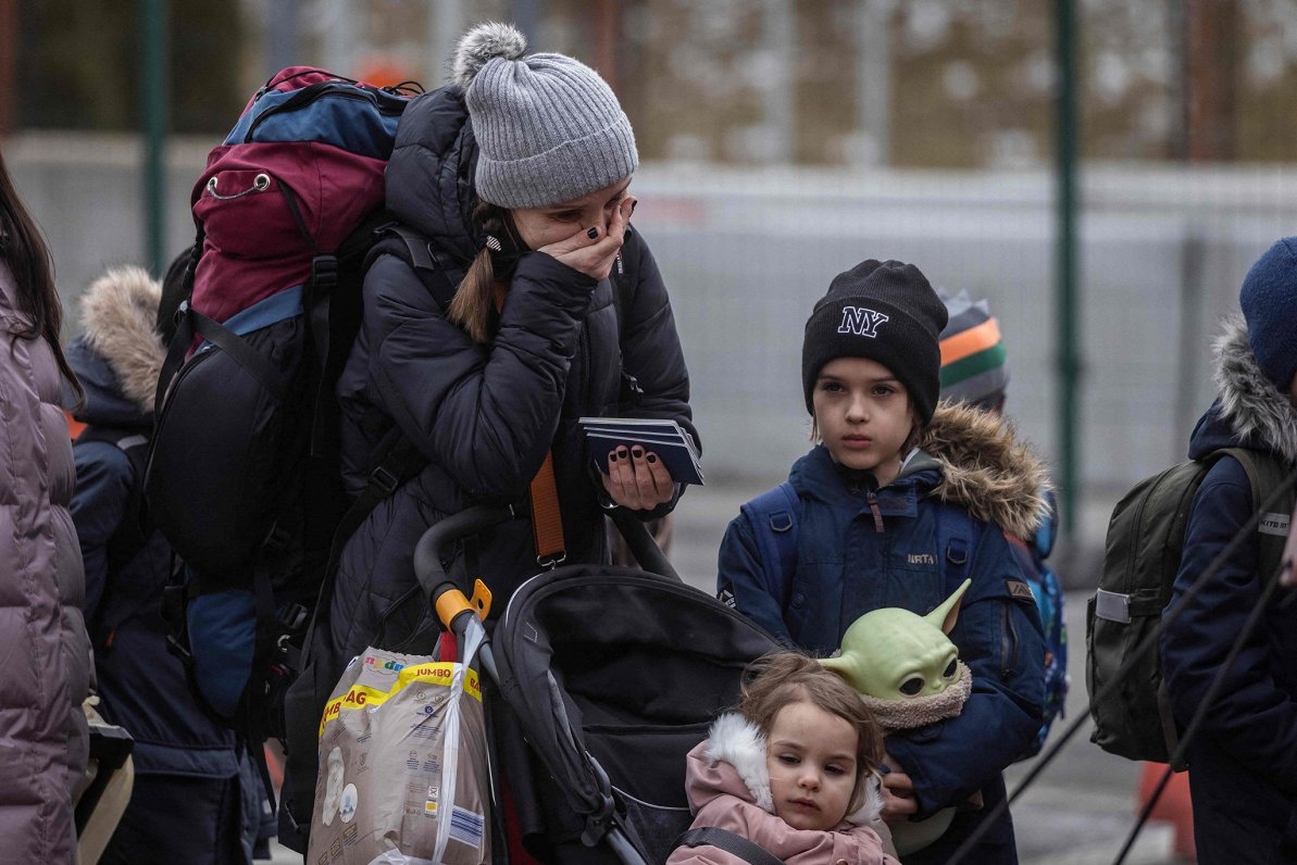 Ukrainas bēgļi uz robežas ar Poliju, 02.03.2022.