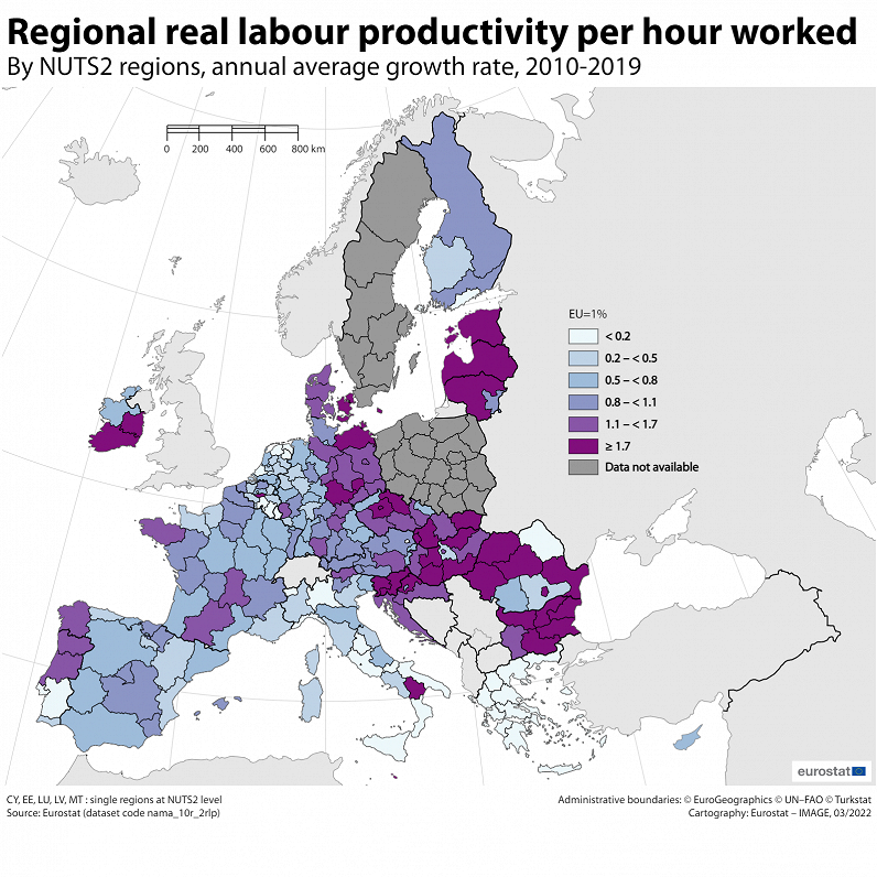 Productivity map at EU regional level