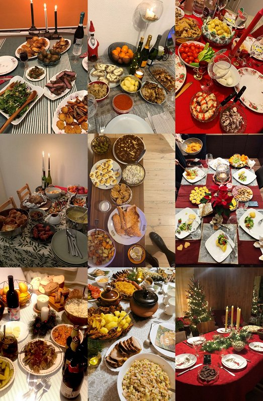 Elīnai Kursītei atsūtītās Ziemassvētku galdu fotogrāfijas