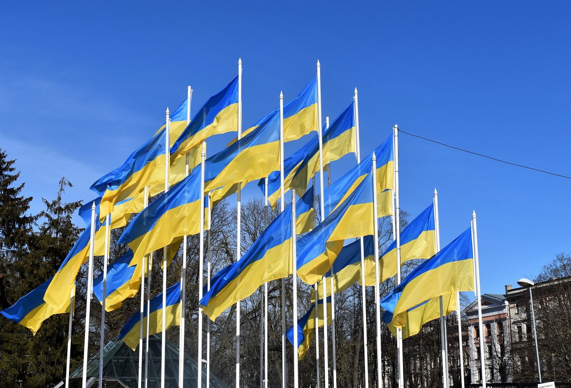 Ukrainian flags in Rīga