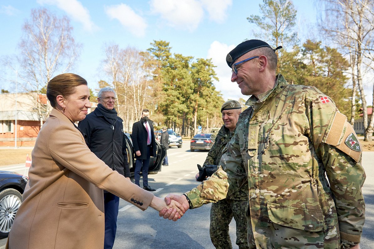 Danish Prime Minister Mette Frederiksen visits Danish troops at Camp Ādaži