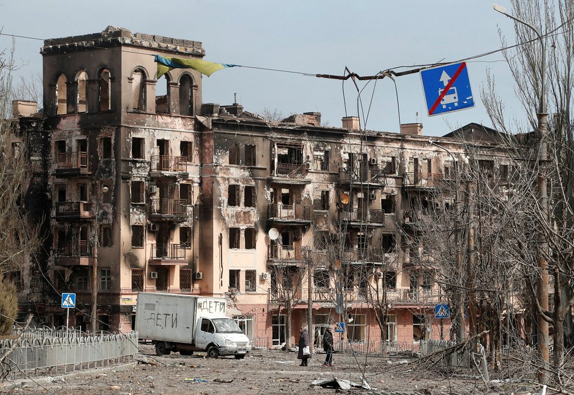 Krievijas karaspēka iznīcinātā Mariupole 2022. gada aprīlī. Attēls ilustratīvs.
