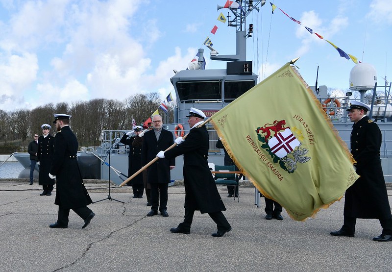 Jūras spēku Patruļkuģu eskadras karoga svinīgā pasniegšanas ceremonija