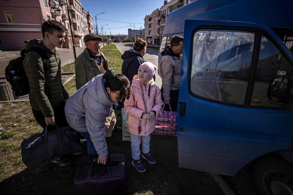 Ukrainas iedzīvotāji, kas evakuējas no Kramatorskas, 09.04.2022.