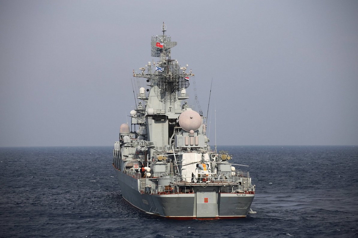 Krievijas karakuģis &quot;Moskva&quot;. Attēls uzņemts 2015. gadā pie Sīrijas.