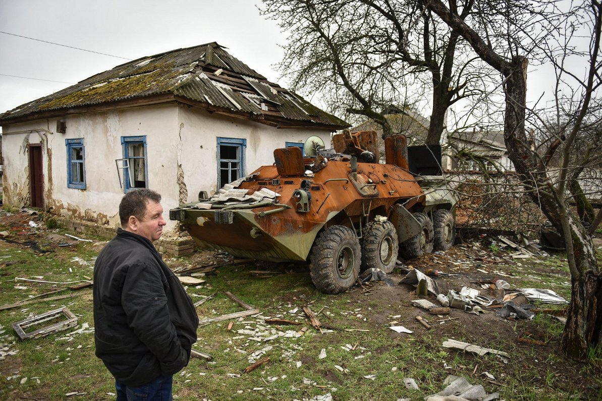 Jahidnes ciems Ukrainā neilgi pēc atbrīvošanas no Krievijas okupācijas karaspēka 2022. gada pavasarī