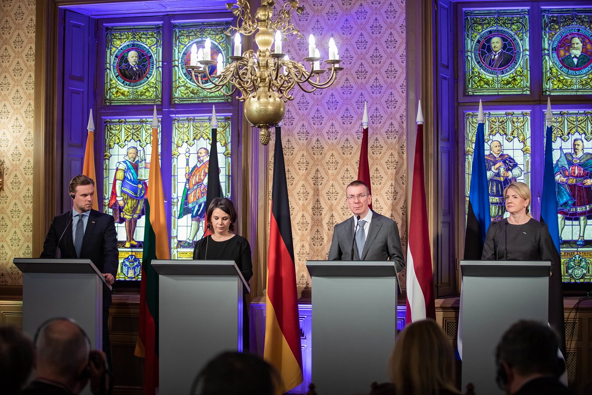 Baltijas valstu un Vācijas ārlietu ministri Rīgā. 2022. gada 20. aprīlis.