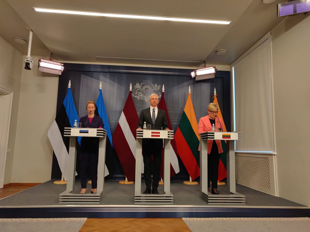 Baltijas ministru prezidentu preses konference. 2022. gada 22. aprīlis.