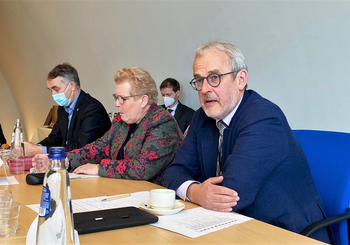 'Friends of Rail Baltica' meeting in European Parliament featuring Roberts Zīle (right)