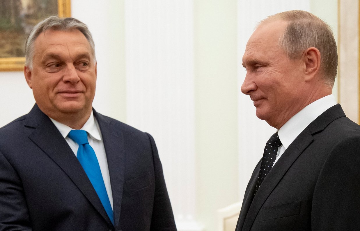 Ungārijas premjers Viktors Orbāns un Krievijas prezidents Vladimirs Putins, 2018. gads.