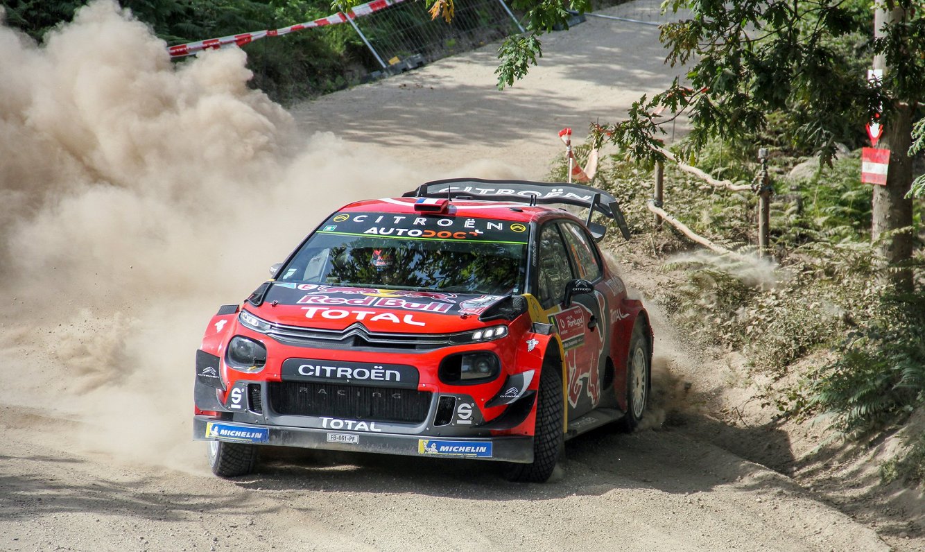 Sebastjens Ožjē Portugāles WRC posmā 2019. gadā.