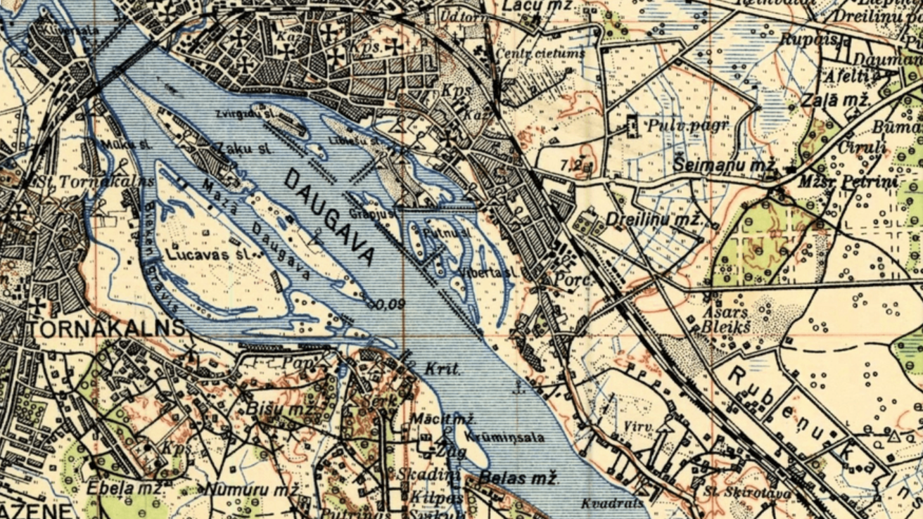 Dreiliņmuiža 1920.-1940. gada Latvijas armijas kartes fragmentā