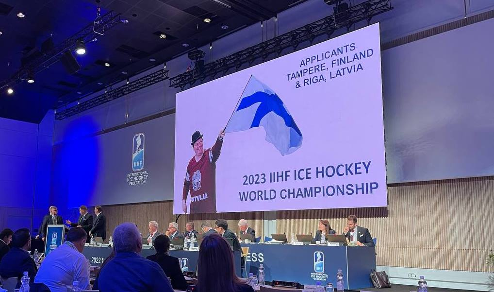 Tamperes un Rīgas prezentācija Starptautiskās hokeja federācijas kongresā