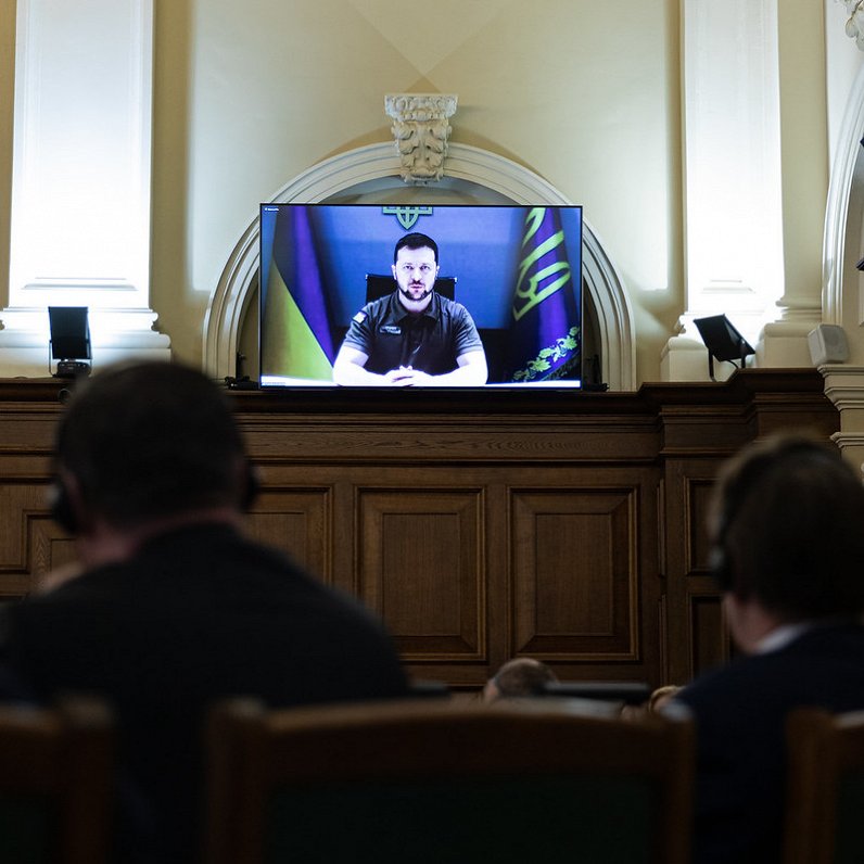 Ukrainas prezidents Volodimirs Zelenskis uzrunā Saeimu, 26.05.2022.