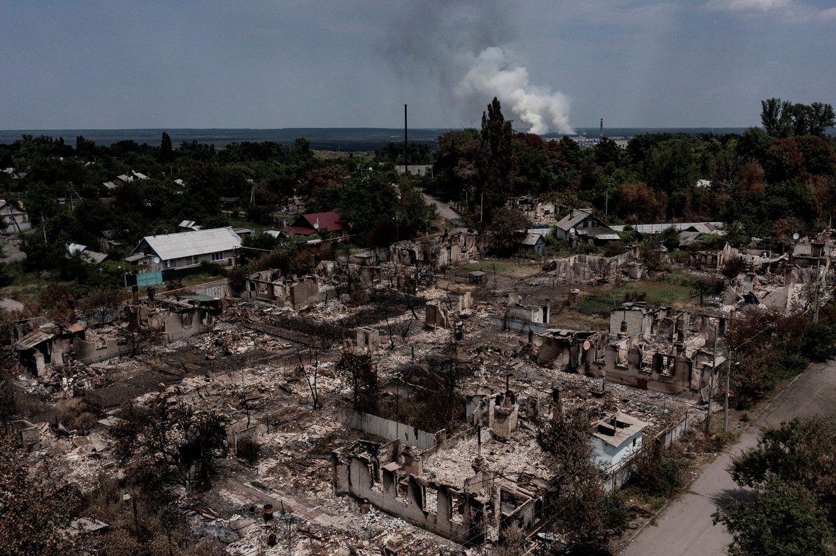 Luhanskas apgabala pilsēta Priviļļa, kas smagi cietusi Krievijas artilērijas apšaudēs