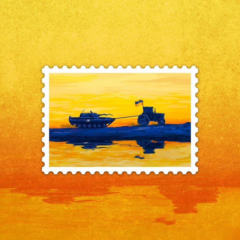 Ukrainas Pasts nolēmis laist klajā jaunu pastmarku ar devīzi &quot;Labvakar, mēs esam no Ukrainas!&q...