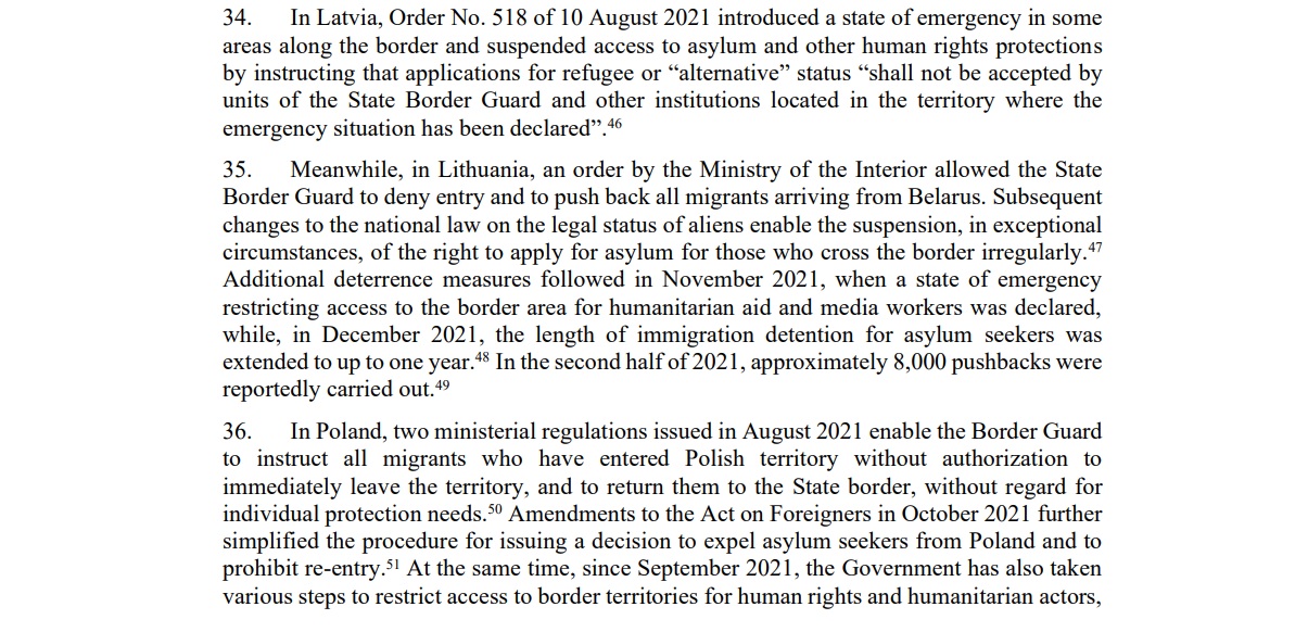 Excerpt from UN report &quot;Human rights violations at international borders: trends, prevention an...