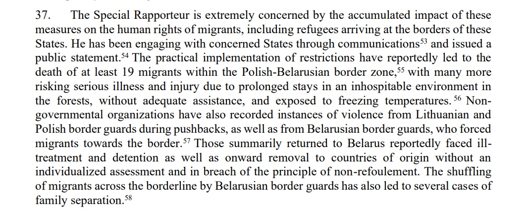 UNHRC report on border situation