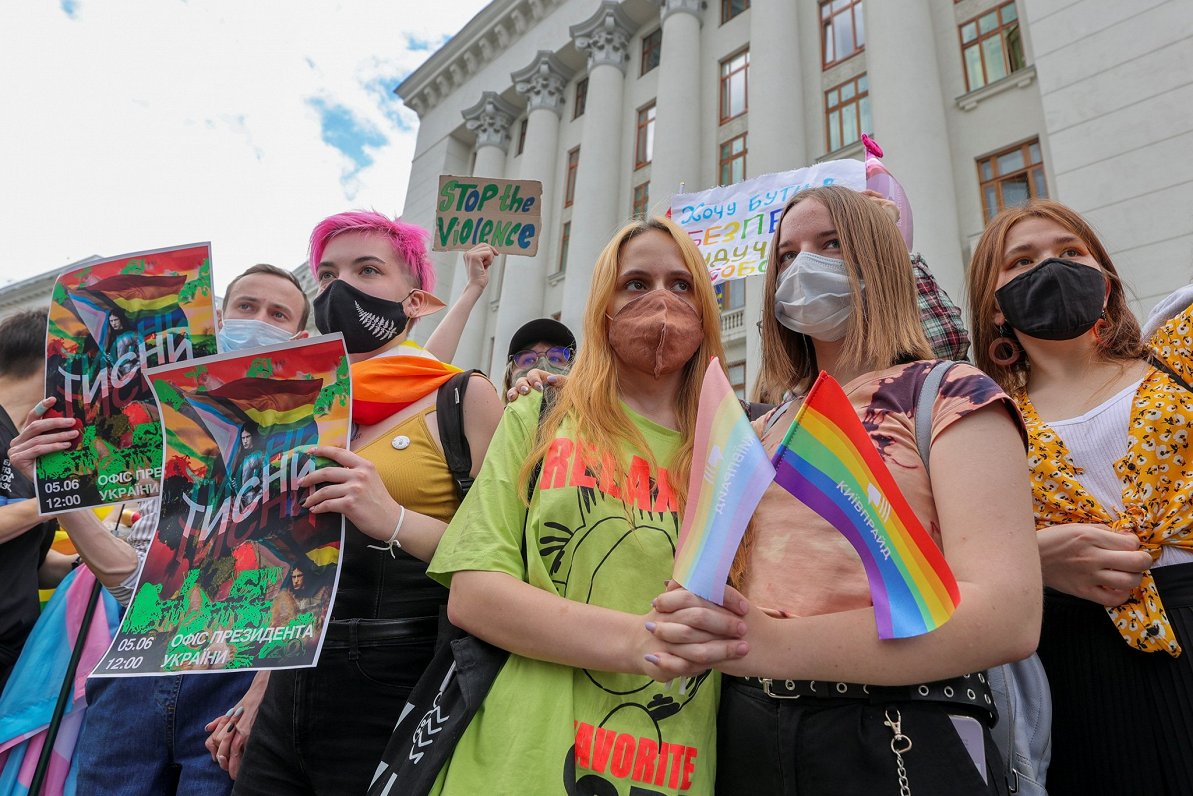LGBT kopienas rīkots mītiņš Kijivā 2021. gada vasarā