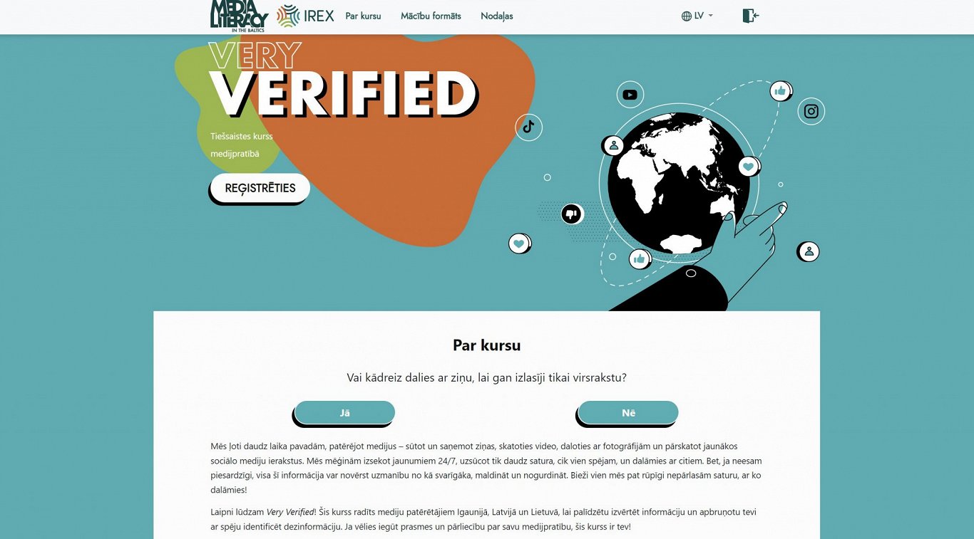 IREX veidotais tīmekļa kurss “Very Verified” (ļoti pārbaudīts)