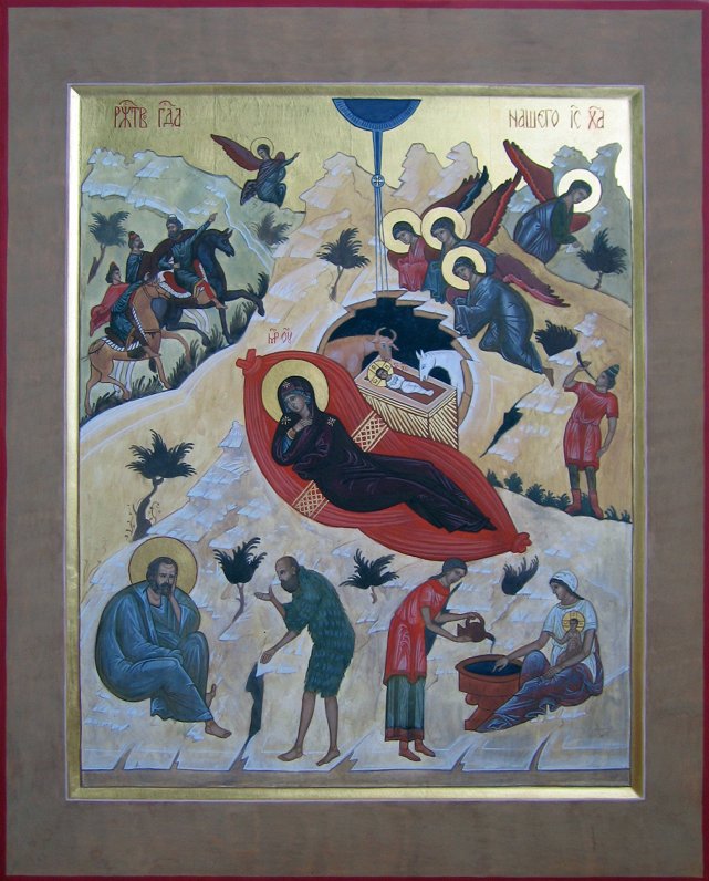 Agneses Vasiļevskas gleznotā ikona &quot;Kristus piedzimšana&quot;