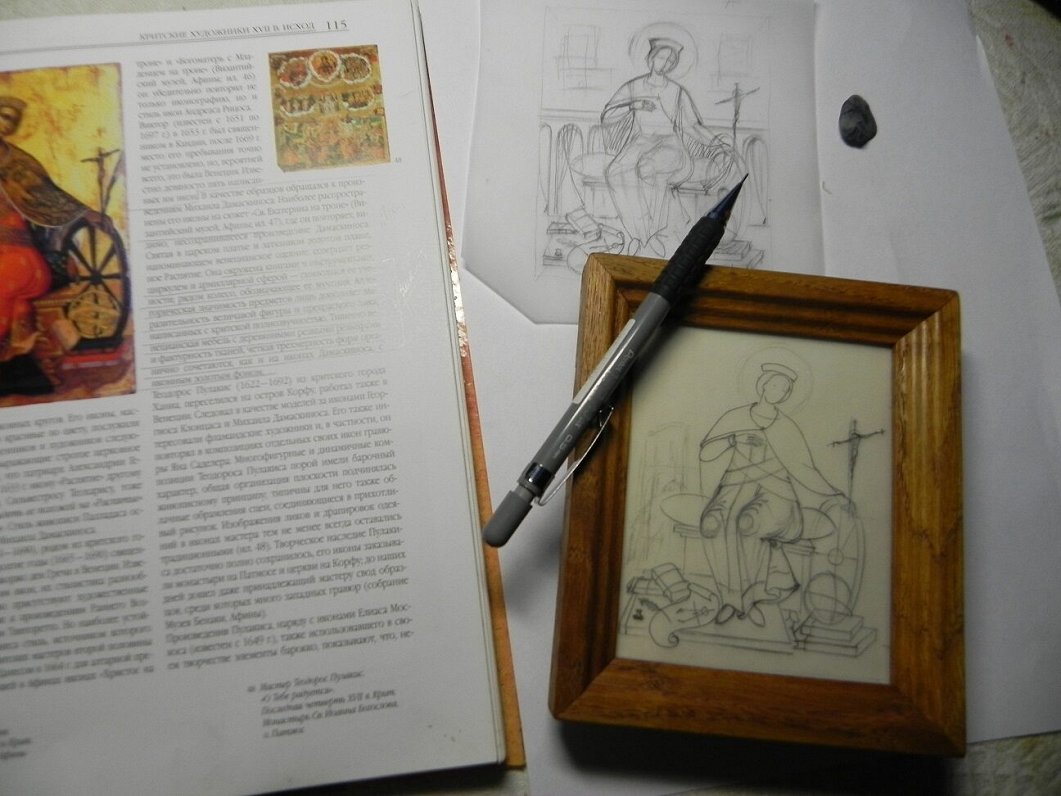 Svētās Aleksandrijas Katrīnas ikonas zīmēšanas process. Glezno Anna Zandberga-Šenke