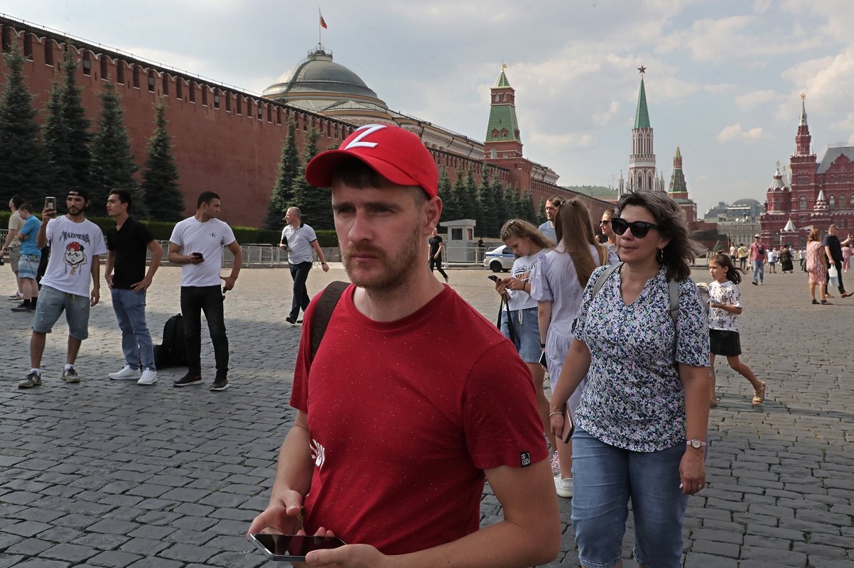 Krievu tūristi Maskavas centrā