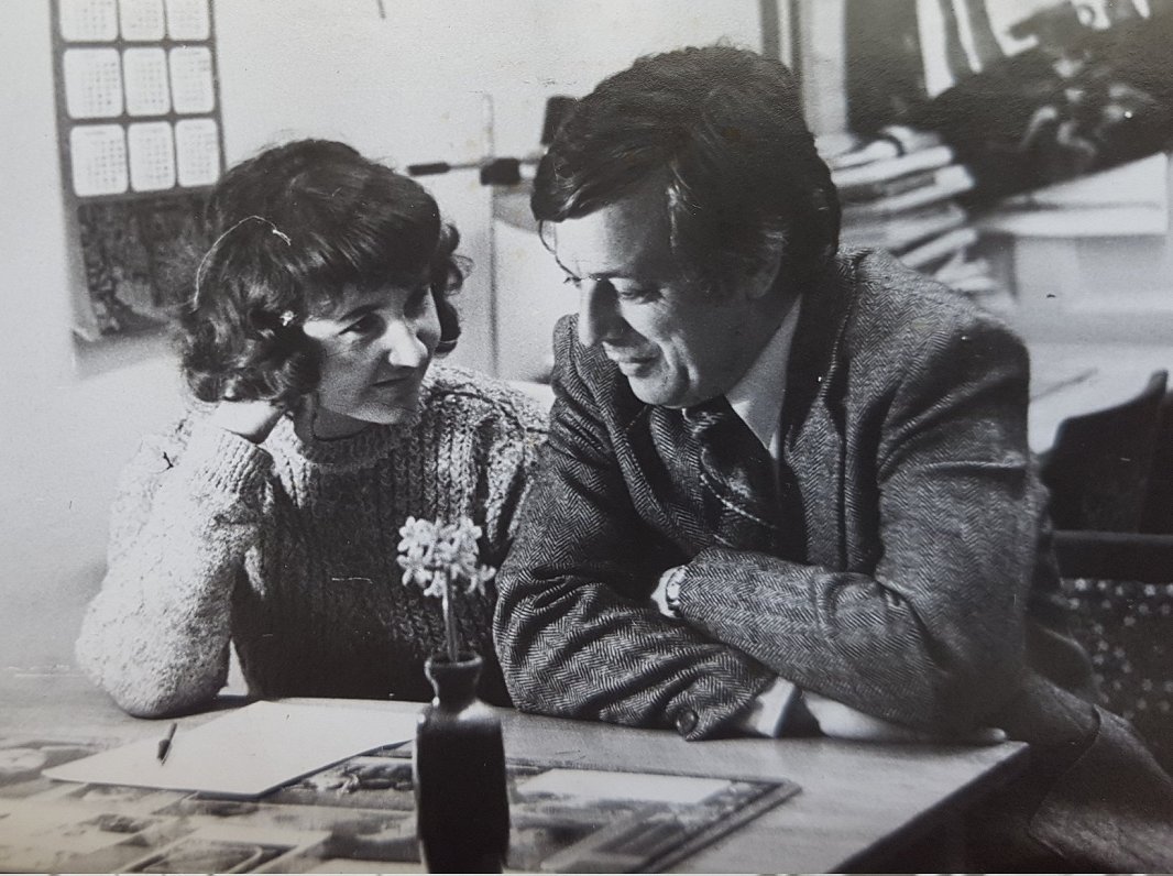 Lia un Raimonds Pauls ''Mikrofona'' redakcijā. 1980. gads