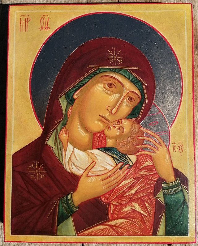 Dievmātes ikona Eleusa (gleznojusi Evija Rudzīte)