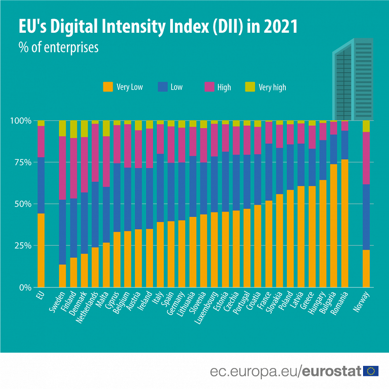 Digital intensity in EU businesses, 2021