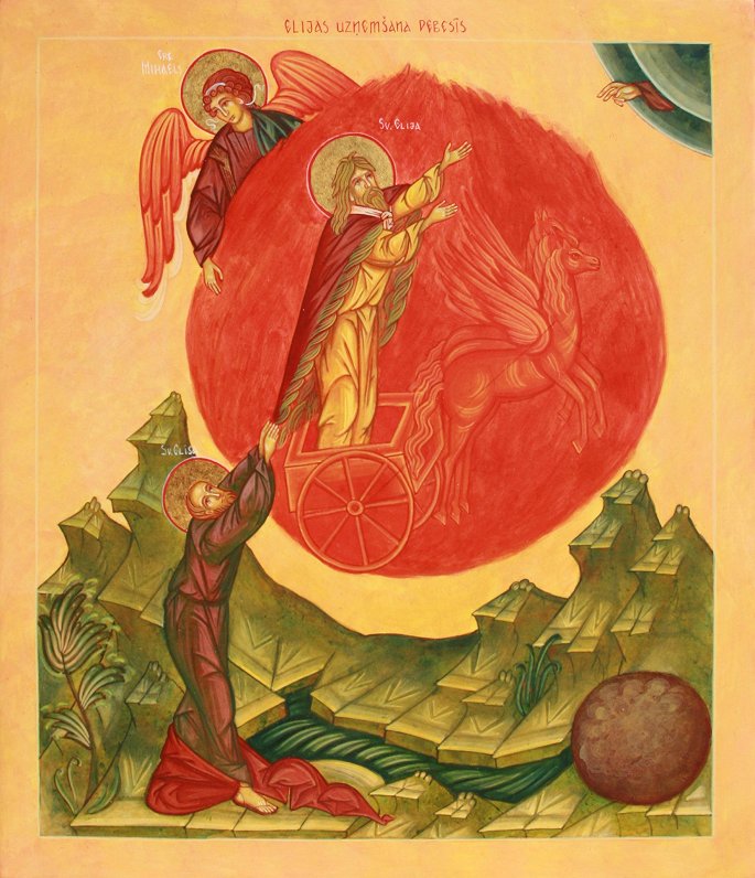Svētā pravieša Elijas uzbraukšana Debesīs (gleznojusi Evija Rudzīte)