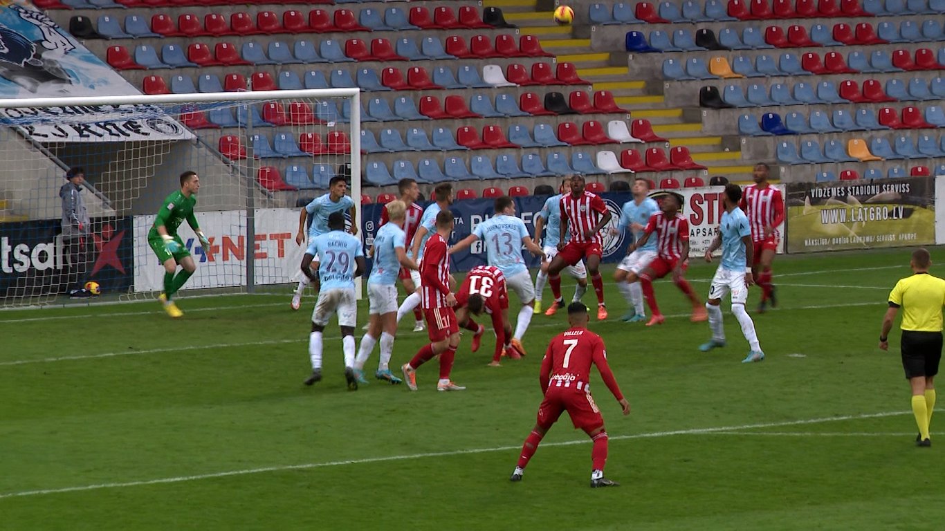 «Riga» FC-fotballspillere beseirer «Liepāju» i kampen for de fire beste Super League-lagene / Artikkel