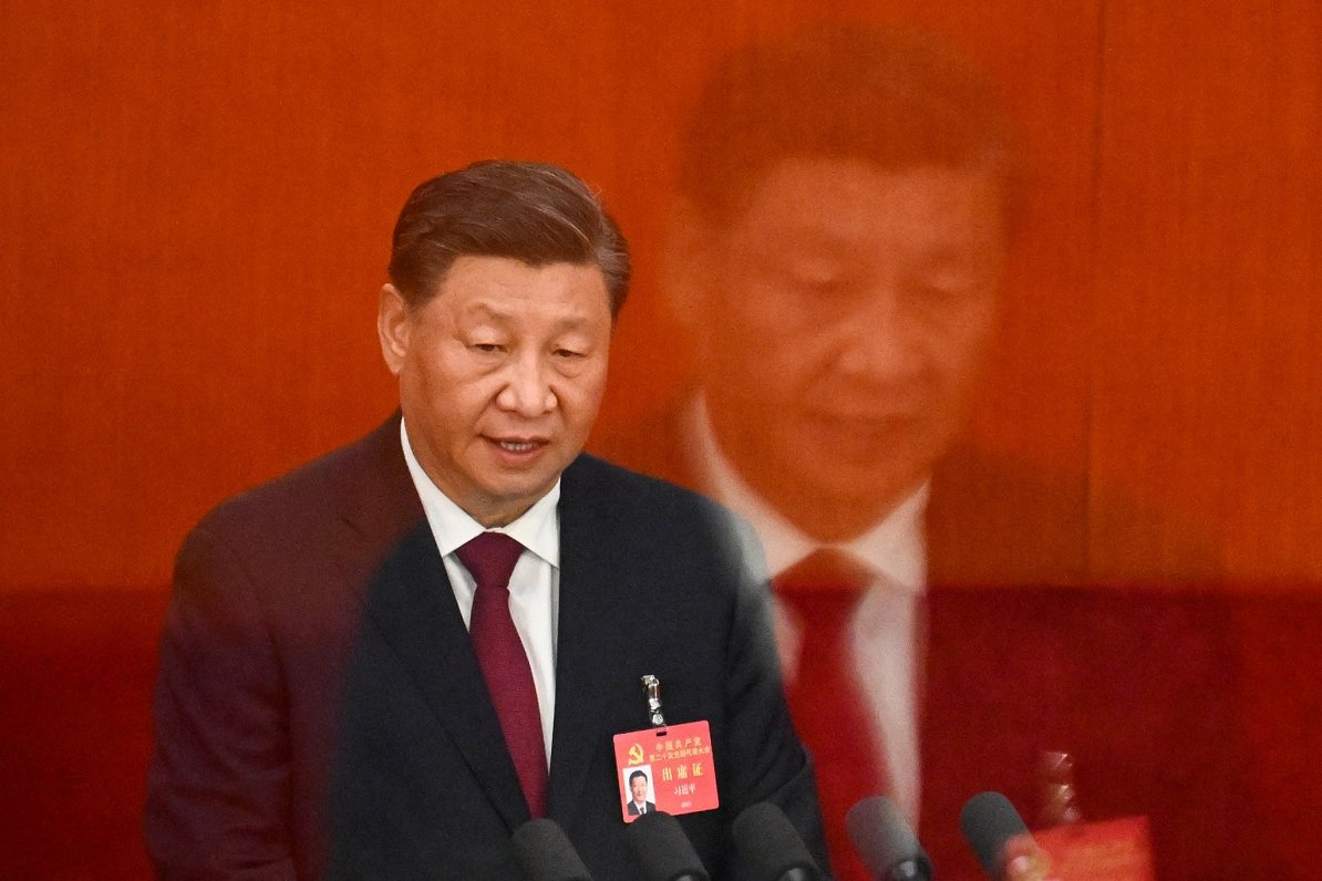 Sji Dziņpiņs uzstājas Ķīnas Komunistiskās partijas 20. kongresa atklāšanā Pekinā, 16.10.2022.