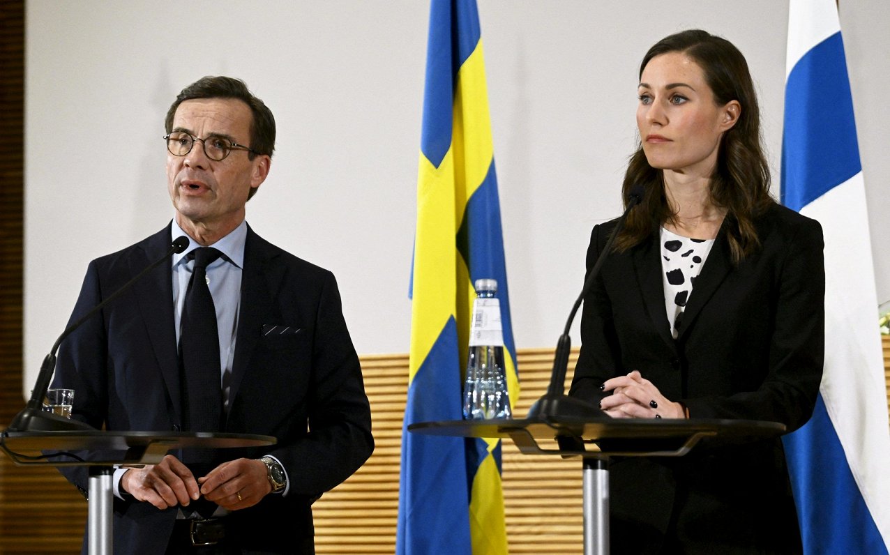 Zviedrijas premjers Ulfs Kristersons un Somijas valdības vadītāja Sanna Marina